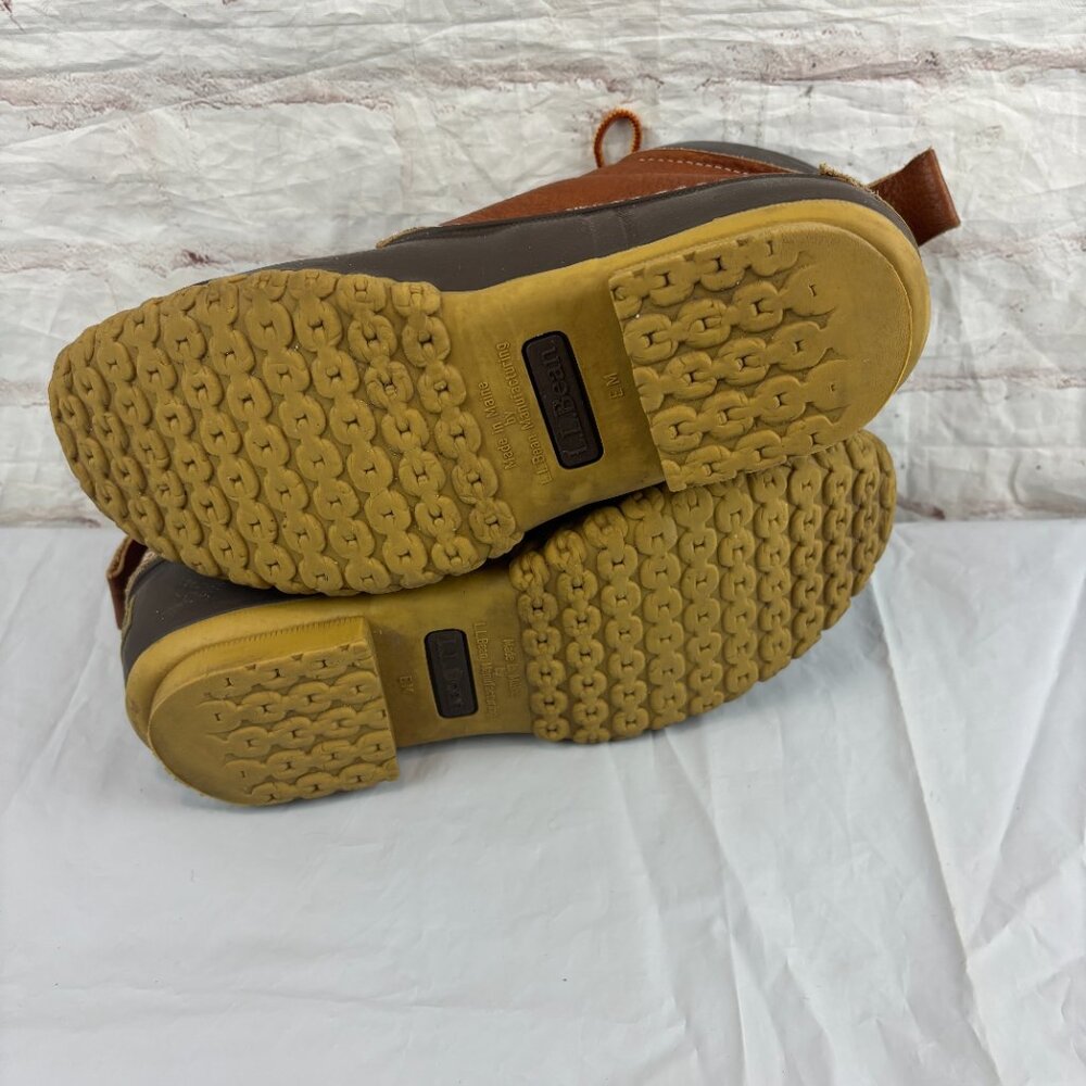 L.L. Bean Women's 9 / 9.5 Brown Leather Lace-up Rubber Waterproof Duck Boots - Picture 9 of 9